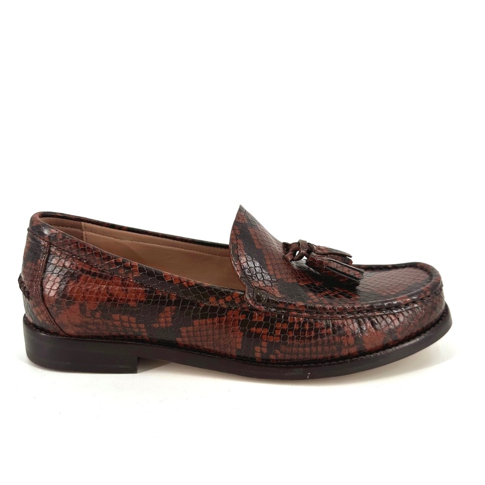 Cole‎ Haan Women Lana Lux Tassel Leather Loafers 7B Snake Print Preppy Old Money